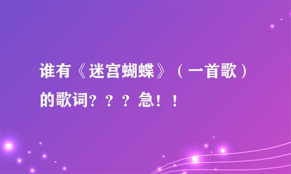 谁有《迷宫蝴蝶》（一首歌）的歌词？？？急！！