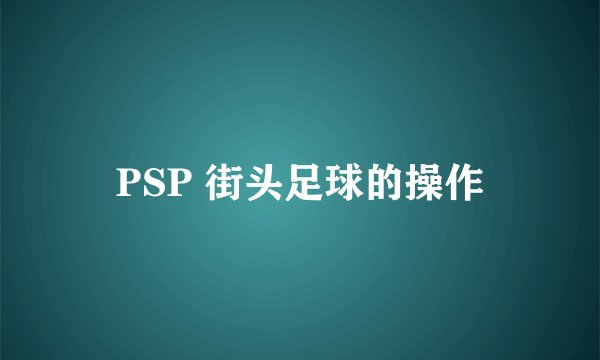 PSP 街头足球的操作