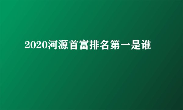 2020河源首富排名第一是谁