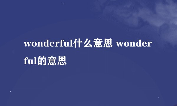 wonderful什么意思 wonderful的意思