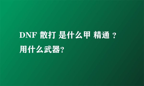 DNF 散打 是什么甲 精通 ？ 用什么武器？