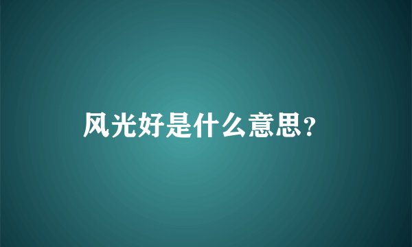 风光好是什么意思？