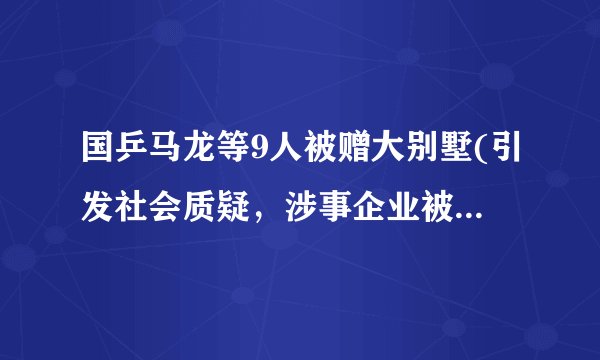 国乒马龙等9人被赠大别墅(引发社会质疑，涉事企业被质疑炒作)