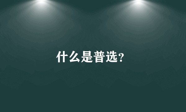 什么是普选？