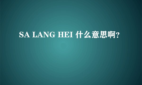 SA LANG HEI 什么意思啊？