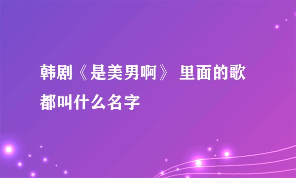 韩剧《是美男啊》 里面的歌都叫什么名字