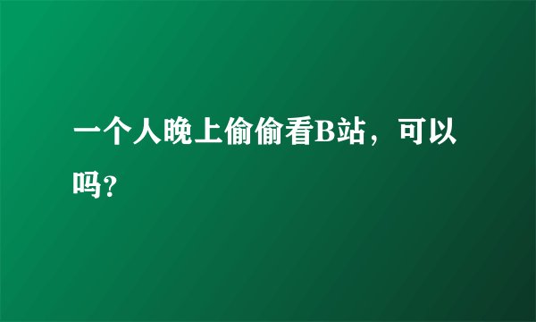 一个人晚上偷偷看B站，可以吗？