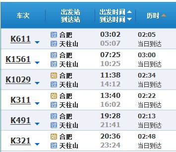 合肥到潜山火车时刻表