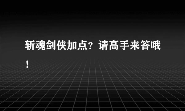 斩魂剑侠加点？请高手来答哦！