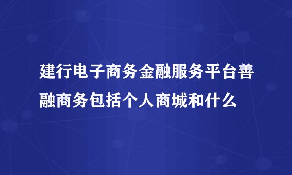 建行电子商务金融服务平台善融商务包括个人商城和什么