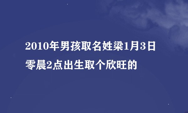 2010年男孩取名姓梁1月3日零晨2点出生取个欣旺的