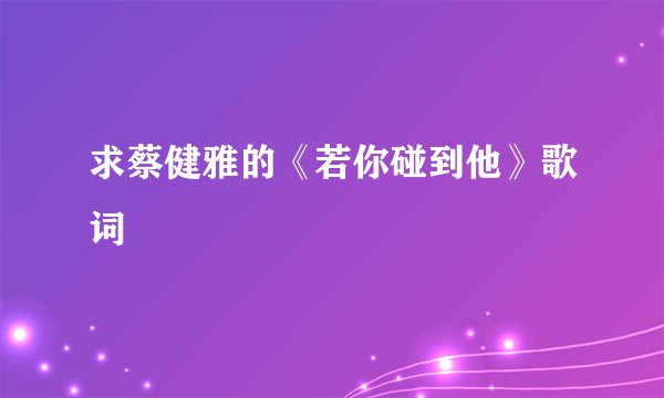 求蔡健雅的《若你碰到他》歌词