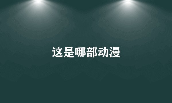 这是哪部动漫