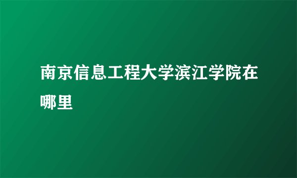 南京信息工程大学滨江学院在哪里