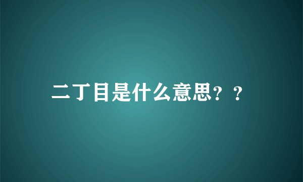 二丁目是什么意思？？