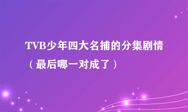 TVB少年四大名捕的分集剧情（最后哪一对成了）