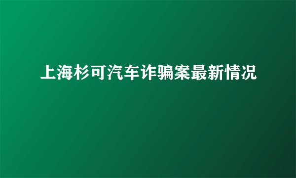 上海杉可汽车诈骗案最新情况