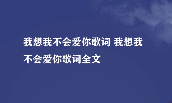 我想我不会爱你歌词 我想我不会爱你歌词全文