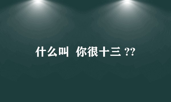 什么叫  你很十三 ??