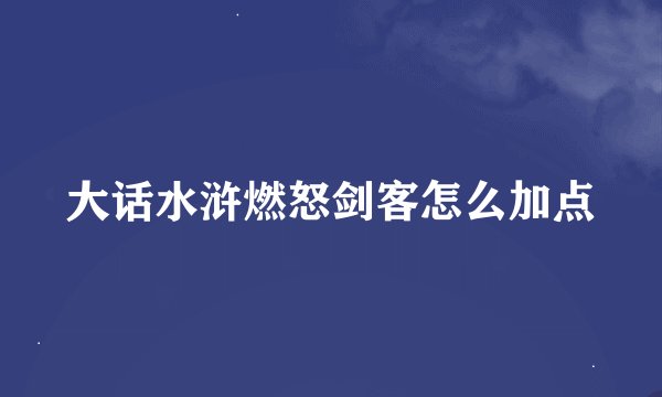 大话水浒燃怒剑客怎么加点
