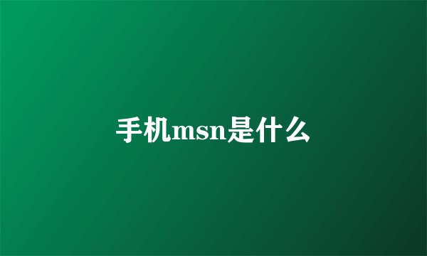 手机msn是什么