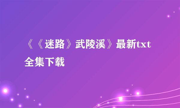 《《迷路》武陵溪》最新txt全集下载