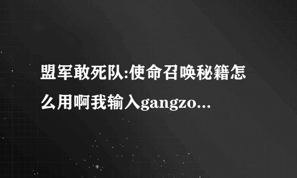 盟军敢死队:使命召唤秘籍怎么用啊我输入gangzoopera没反应啊