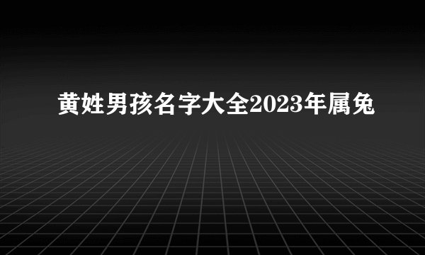 黄姓男孩名字大全2023年属兔