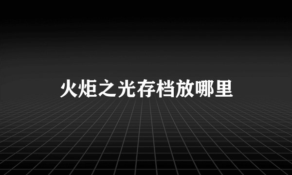 火炬之光存档放哪里