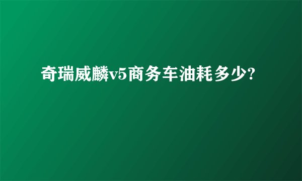 奇瑞威麟v5商务车油耗多少?