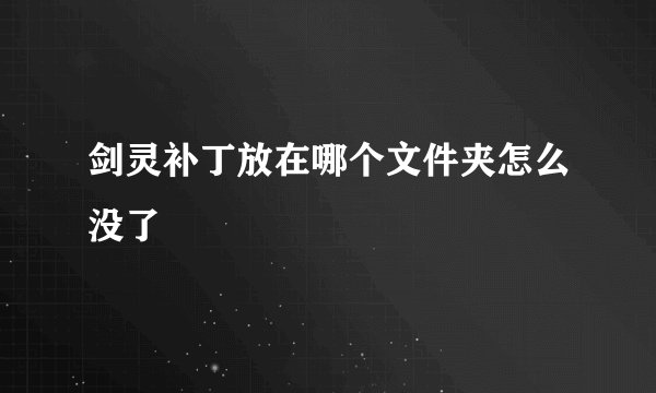 剑灵补丁放在哪个文件夹怎么没了