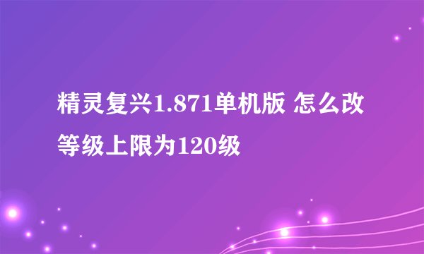 精灵复兴1.871单机版 怎么改等级上限为120级