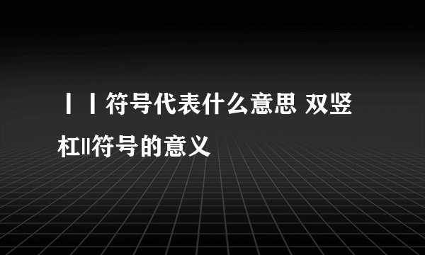 丨丨符号代表什么意思 双竖杠||符号的意义