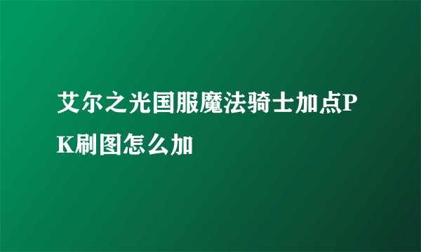 艾尔之光国服魔法骑士加点PK刷图怎么加