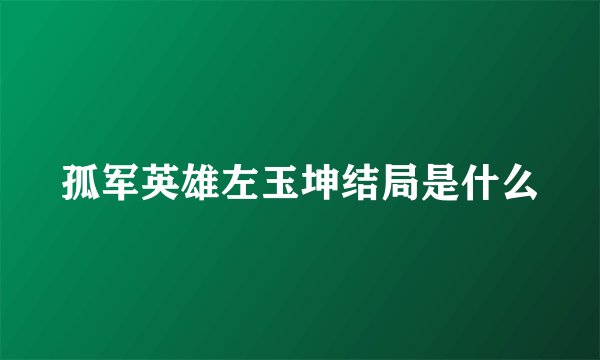 孤军英雄左玉坤结局是什么
