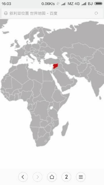 叙利亚在地图上的位置