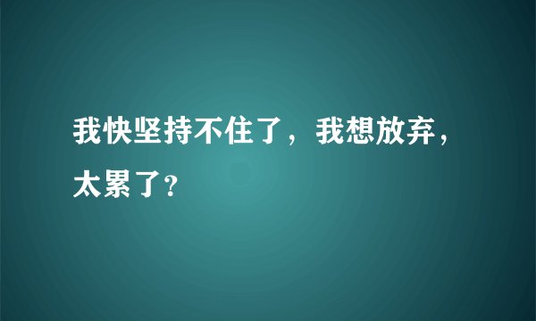 我快坚持不住了，我想放弃，太累了？