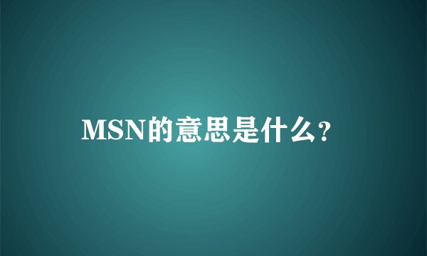 MSN的意思是什么？