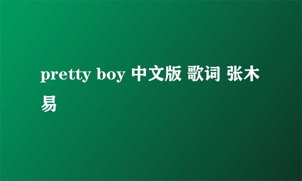 pretty boy 中文版 歌词 张木易