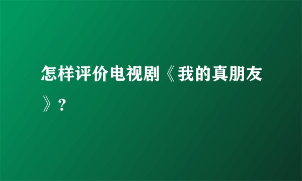 怎样评价电视剧《我的真朋友》？