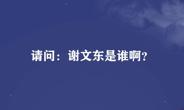 请问：谢文东是谁啊？
