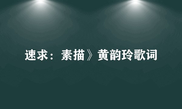 速求：素描》黄韵玲歌词