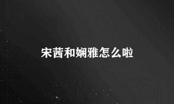 宋茜和娴雅怎么啦