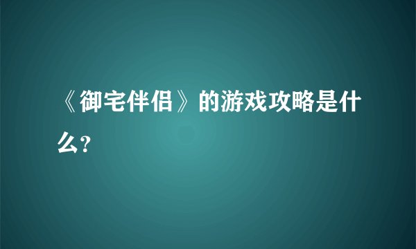 《御宅伴侣》的游戏攻略是什么？