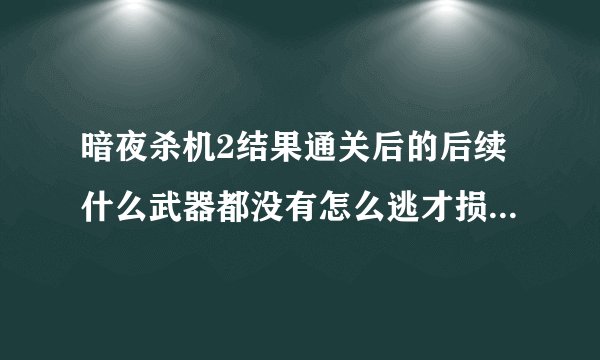 暗夜杀机2结果通关后的后续什么武器都没有怎么逃才损血最少，攻略上没写，麻烦有哪位过的高人讲解一下