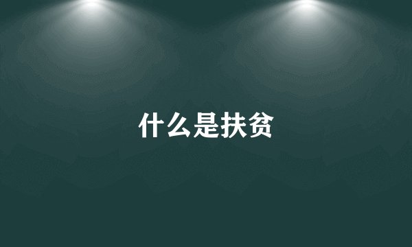 什么是扶贫