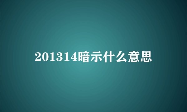 201314暗示什么意思