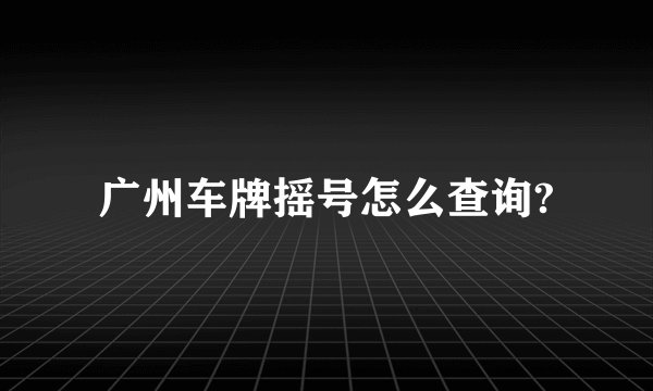 广州车牌摇号怎么查询?