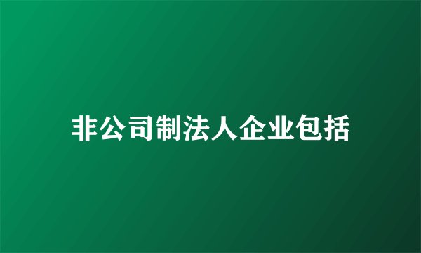非公司制法人企业包括