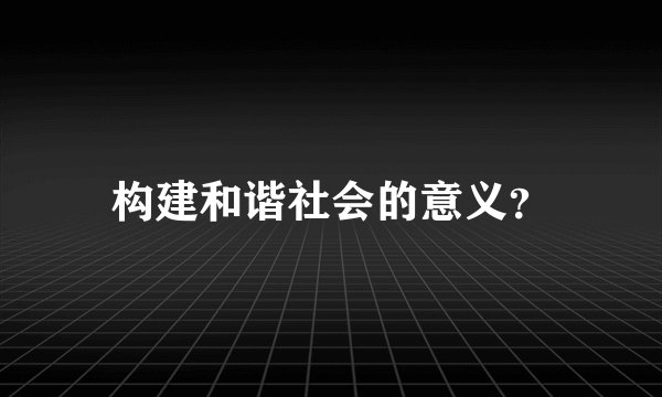 构建和谐社会的意义？